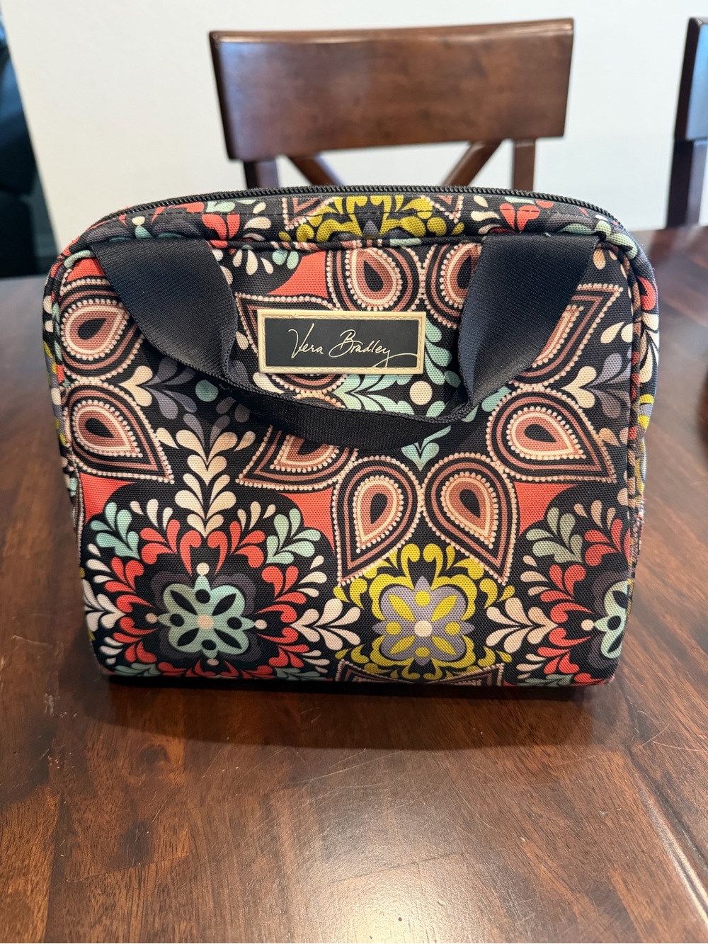 Vera Bradley Black Multi Floral Paisley Insulated Lunch Bag